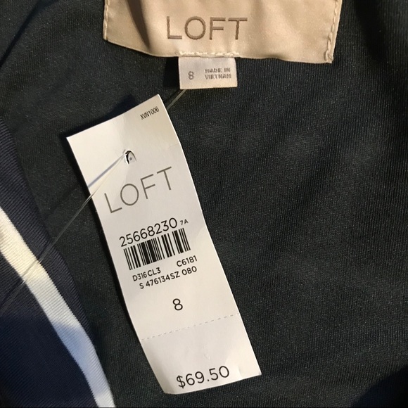 NWT LOFT Striped Cutout Back Flare Dress Size 8 - Picture 8 of 8